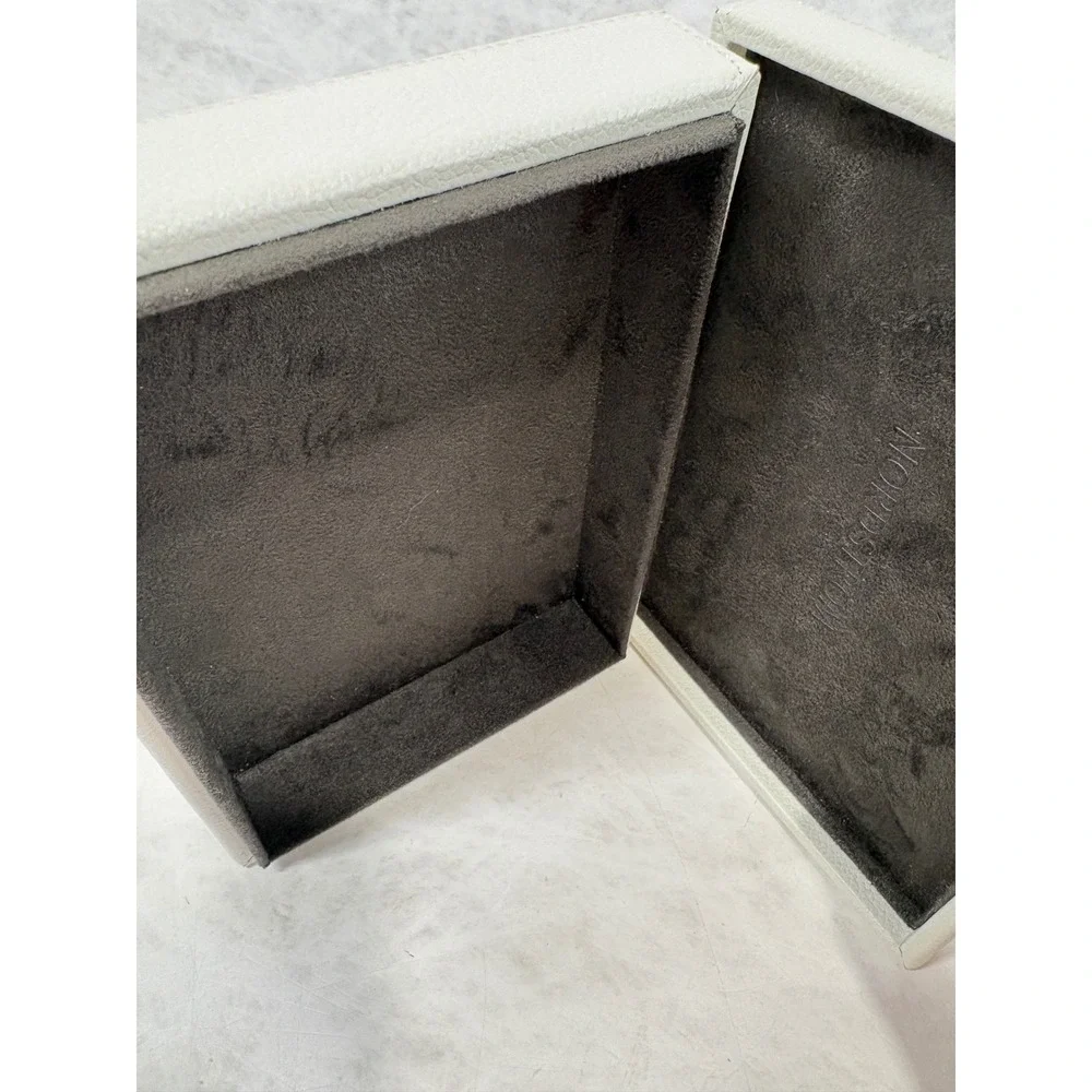 Nordstrom White Faux Leather Jewelry Box Rectangle Storage Case Valet Tray